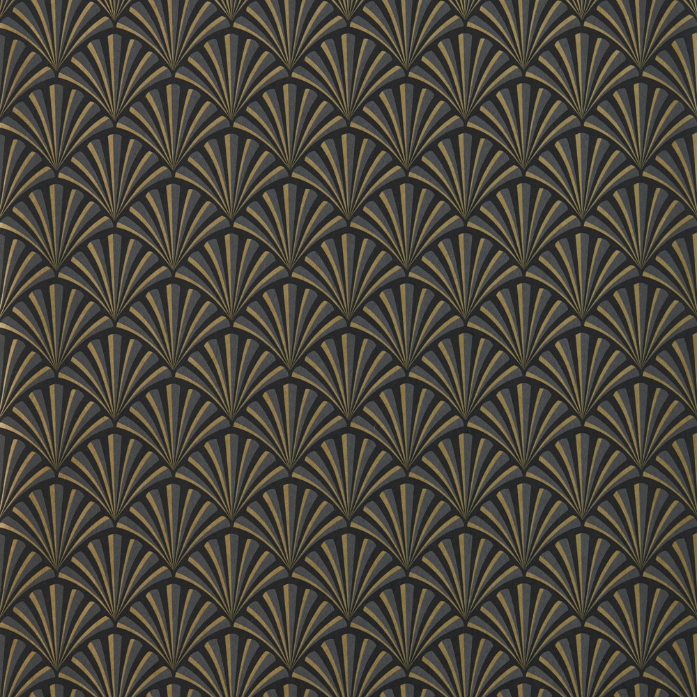 Chrysler Wallpaper W0164/01 by Clarke & Clarke in Noir Black